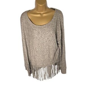 Freeloader Fringe Knit Sweater Taupe Medium